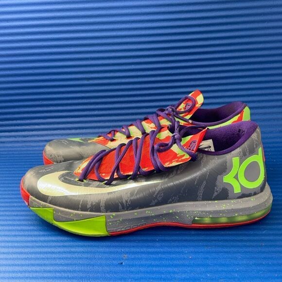 Size 11.5- Nike Kevin Durant VI 6 Energy Shoes Grey Electric Green 599424-008 main image 5